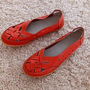 Mary Jane Ballet Flat PU Leather Sandal with Breathable Eyelets Casual Skid Free